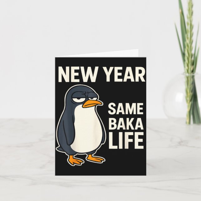 New Year Same Baka Life Penguin Joke  Kort (Framsida)