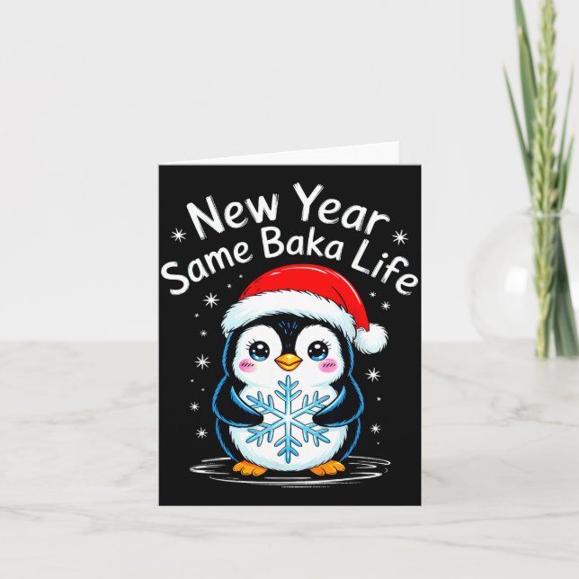 New Year Same Baka Life Penguin Joke  Kort (Framsida)