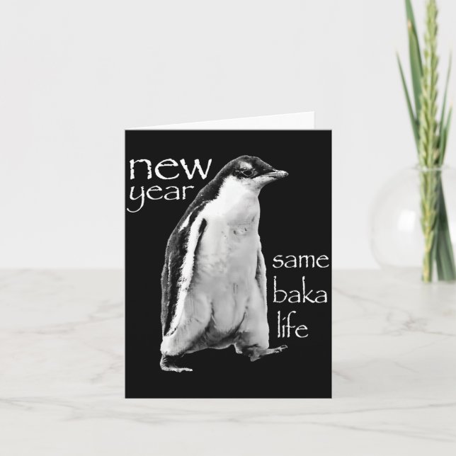 New Year Same Baka Life Penguin Joke  Kort (Framsida)
