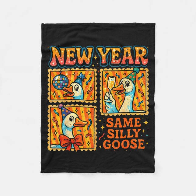 New Year Same Silly Goose Funny Retro Party Gift  Fleecefilt (Framsidan)