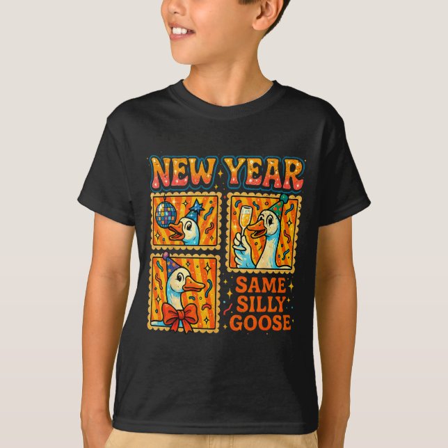 New Year Same Silly Goose Funny Retro Party Gift  T Shirt (Framsida)