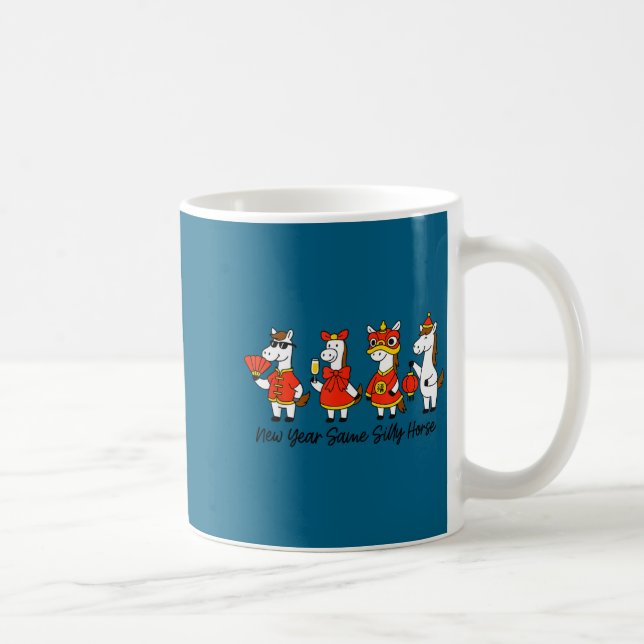 New Year Same Silly Horse Funny Chinese Lunar New  Kaffemugg (Höger)