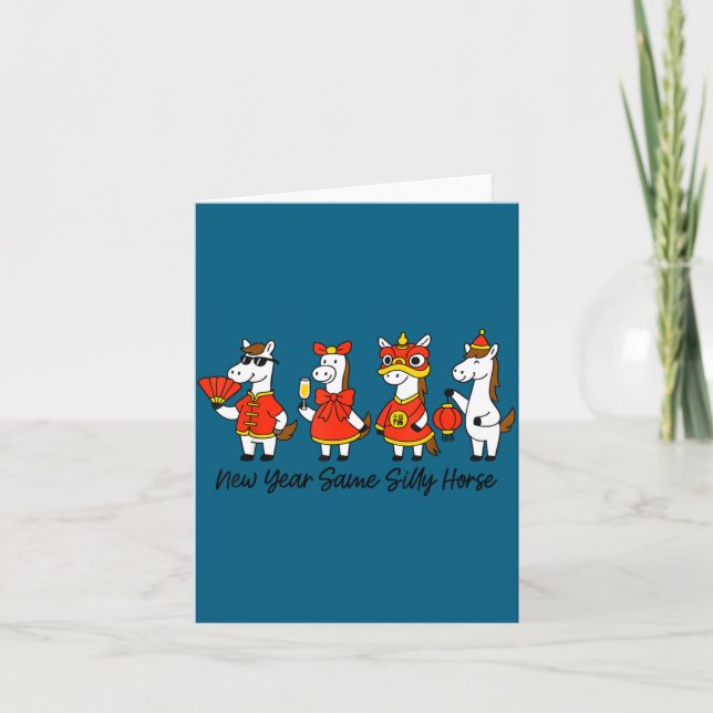 New Year Same Silly Horse Funny Chinese Lunar New  Kort (Framsida)