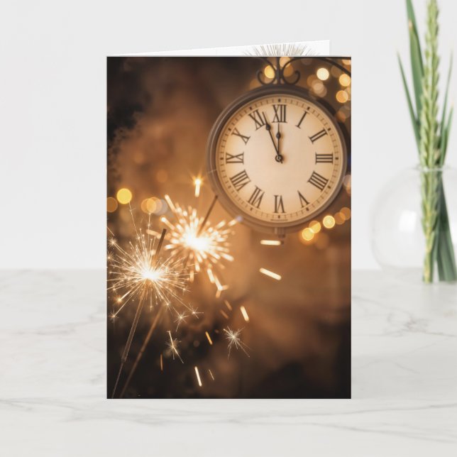 New Year Sparklers With Countdown Clock Kort (Framsida)