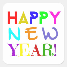 New Year Stickers Fyrkantigt Klistermärke