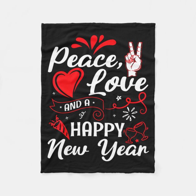 New Year Wishes, Peace, Love, Happy New Year, New  Fleecefilt (Framsidan)