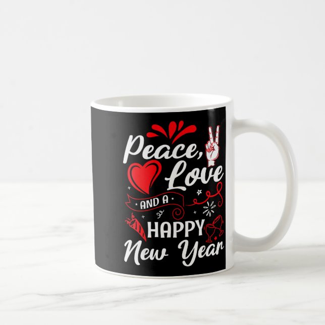 New Year Wishes, Peace, Love, Happy New Year, New  Kaffemugg (Höger)