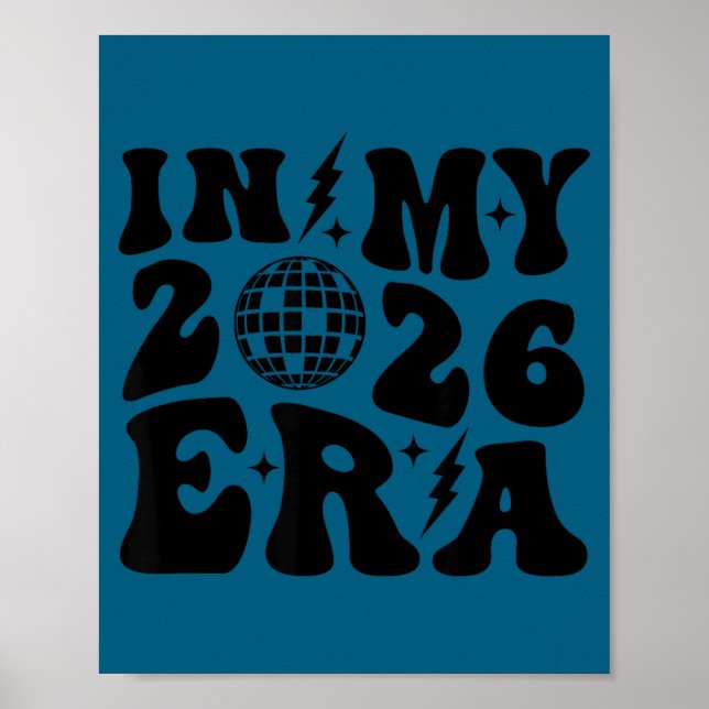 New Year's 2026 Retro Trendy Disco Ball Groovy Cut Poster (Framsidan)