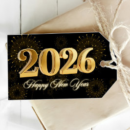 New Year's Eve 2026 Party Gold & Black  Presentetikett