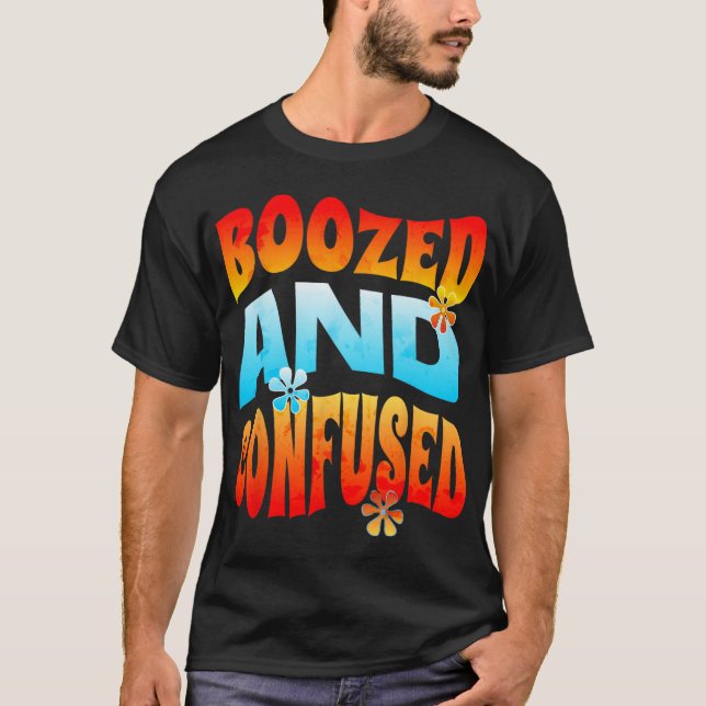 New Years Eve Boozed And Confused Retro 2025 Adult T Shirt (Framsida)