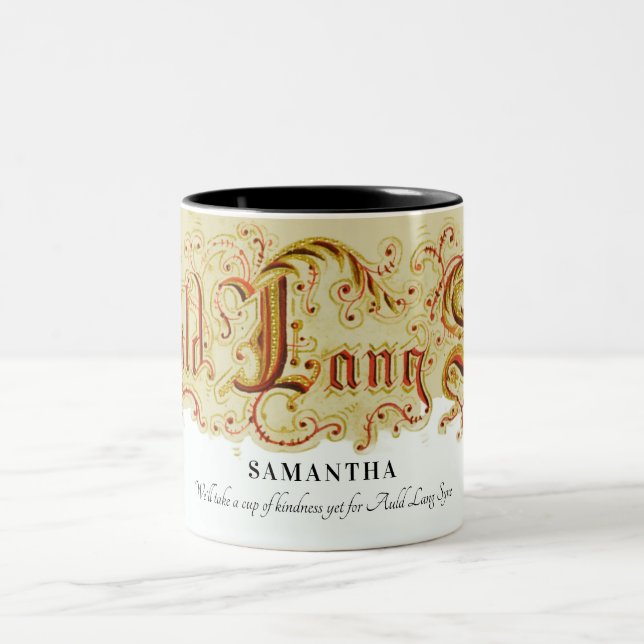 New Year's Eve Celebration Auld Lang Syne Quote Två-Tonad Mugg (Center)