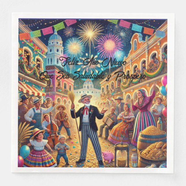 New Year's Eve Celebration El Año Viejo Pappersservett (Framsida)