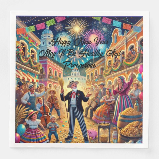 New Year's Eve Celebration El Año Viejo Pappersservett (Framsida)