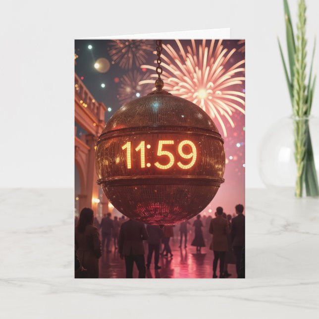 New Year's Eve Countdown Clock with Fireworks Kort (Framsida)