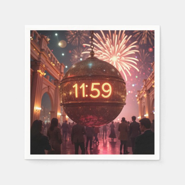 New Year's Eve Countdown Clock with Fireworks Pappersservett (Framsidan)