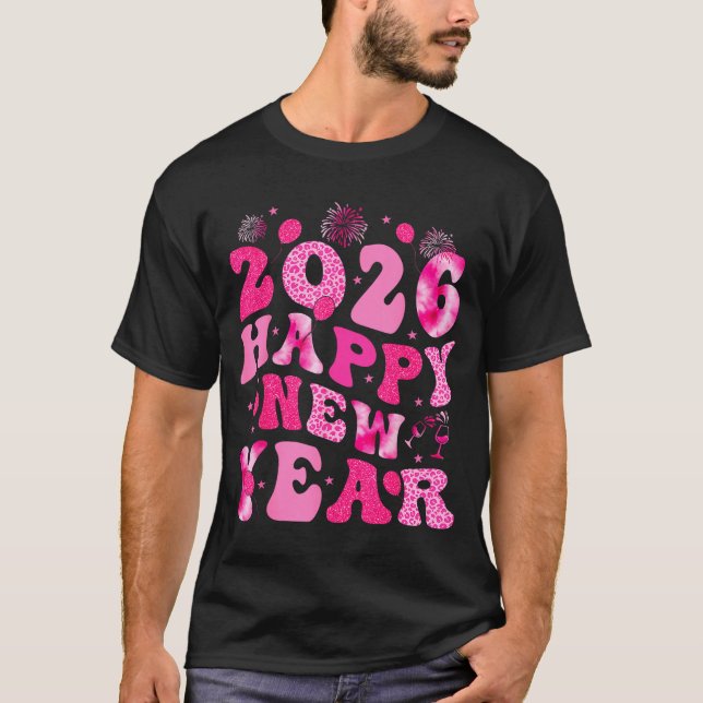 New Year's Eve Hello 2026 Groovy Family Matching C T Shirt (Framsida)