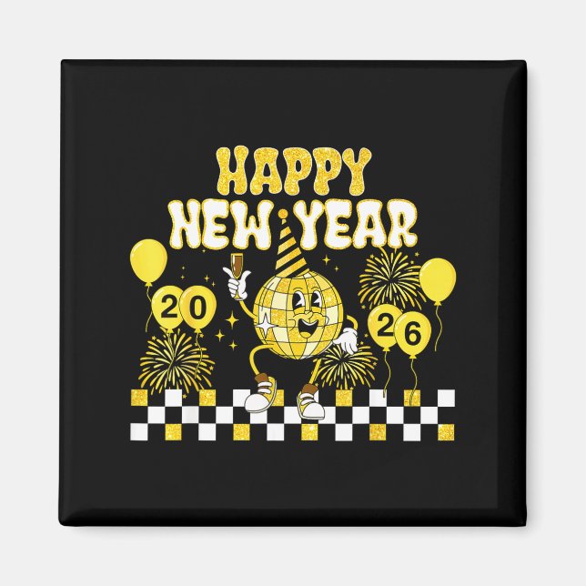 New Year's Eve Hello 2026 Happy New Year 2026 Disc Magnet (Framsidan)