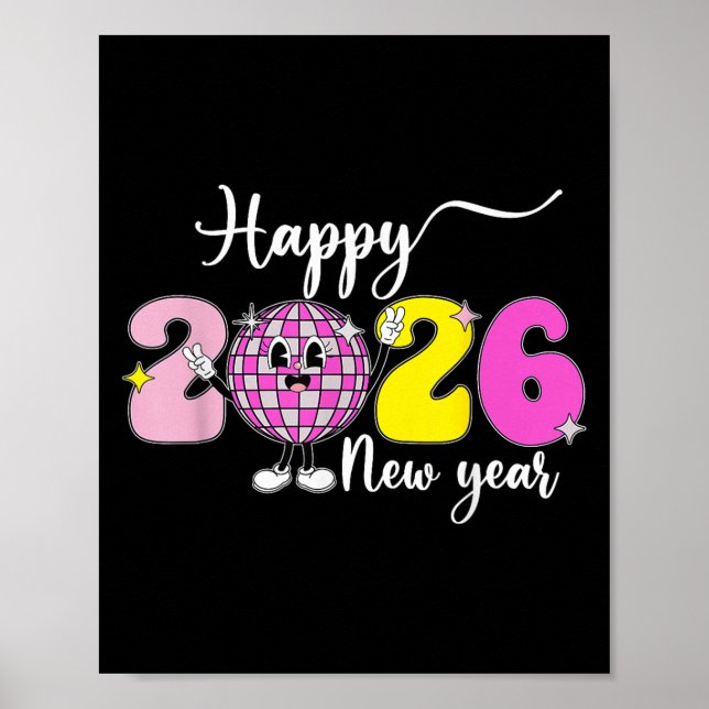 New Years Eve Hello 2026 Happy New Year 2026 Disco Poster (Framsidan)