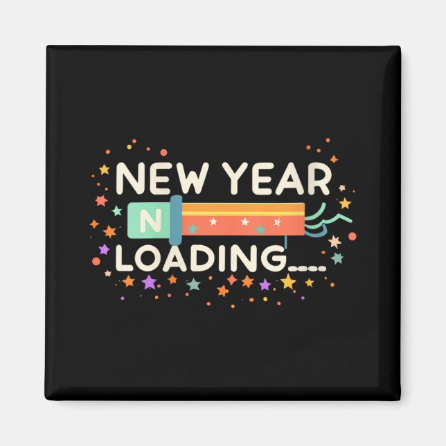 New Years Eve Loading Winter Holiday Greeting Fest Magnet (Framsidan)