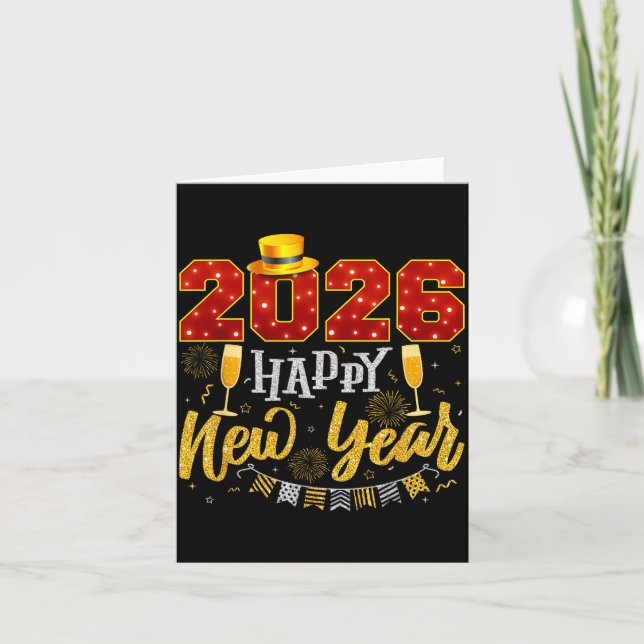 New Years Eve Party 2026 Fireworks Happy New Year  Kort (Framsida)