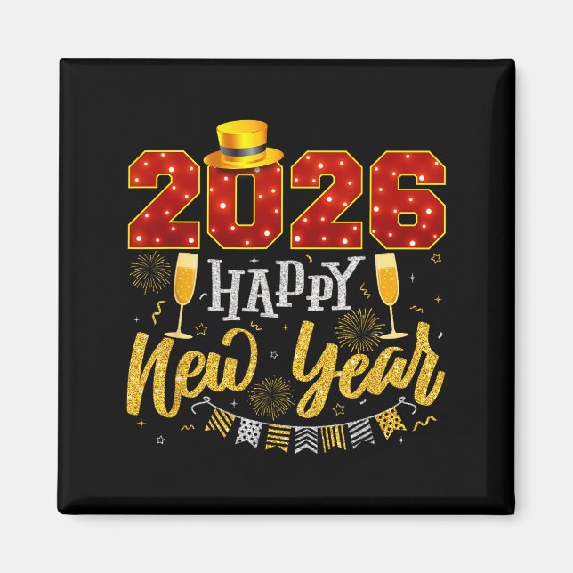 New Years Eve Party 2026 Fireworks Happy New Year  Magnet (Framsidan)