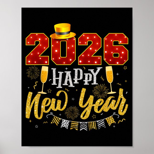 New Years Eve Party 2026 Fireworks Happy New Year  Poster (Framsidan)