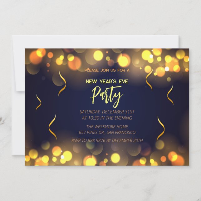  New Year's Eve Party faux gold foil Inbjudningar (Framsida)