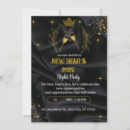 New years Eve Party gold and black digital Inbjudningar