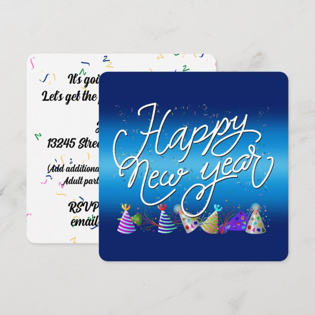 New Years Eve Party Inbjudningar (Fram/baksida)