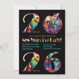 New Year's Eve Party Invitation-Colorful- Inbjudningar