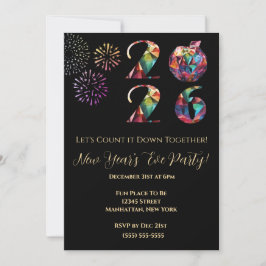 New Year's Eve Party Invitation-Colorful- Inbjudningar