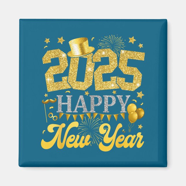 New Years Eve Party Supplies 2025 Happy New Year F Magnet (Framsidan)