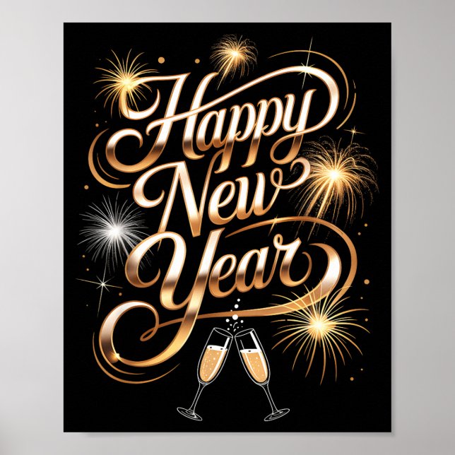 New Years Eve Party Supplies 2026 Happy New Year F Poster (Framsidan)