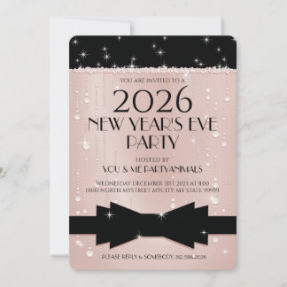 New Year's Eve Pink Champagne Bubbles Invitation Inbjudningar