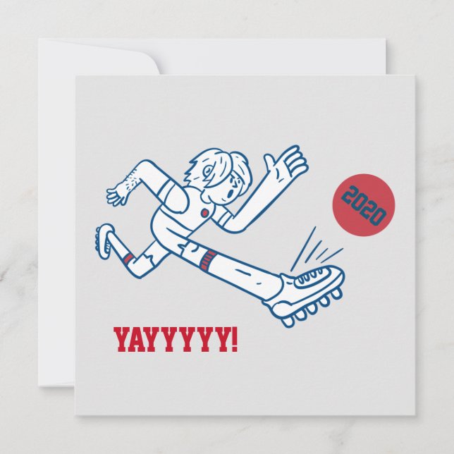 New Years Funny Tecknad Soccer Player 2021 Flat Julkort (Framsida)