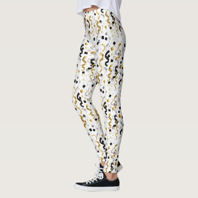 New Year's Gold Black Confetti   Leggings (Vänster)