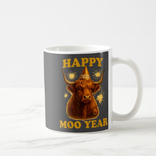 New Years Highland Cow Scottish Nye Party Farm Ani Kaffemugg (Höger)