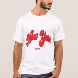 New-York 1898 Red Arc Logo Typography  T Shirt