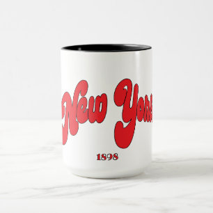 New-York 1898 Röd Båge Logotyp Typografi Mugg