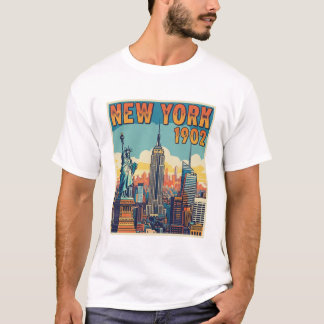 New York 1902 - Vintage Skyline Retro Graphic Tee