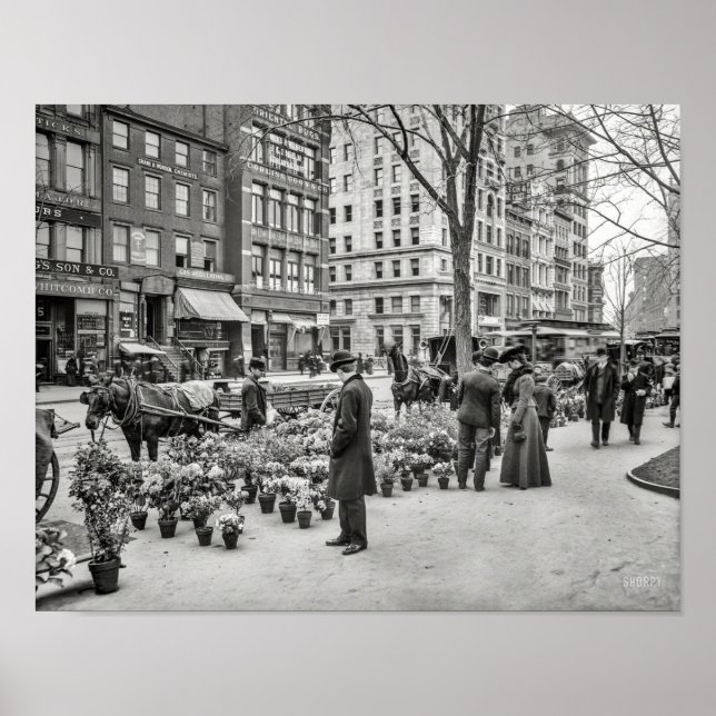 New York, 1904. En blomfanders visning i Påsk Poster (Framsidan)