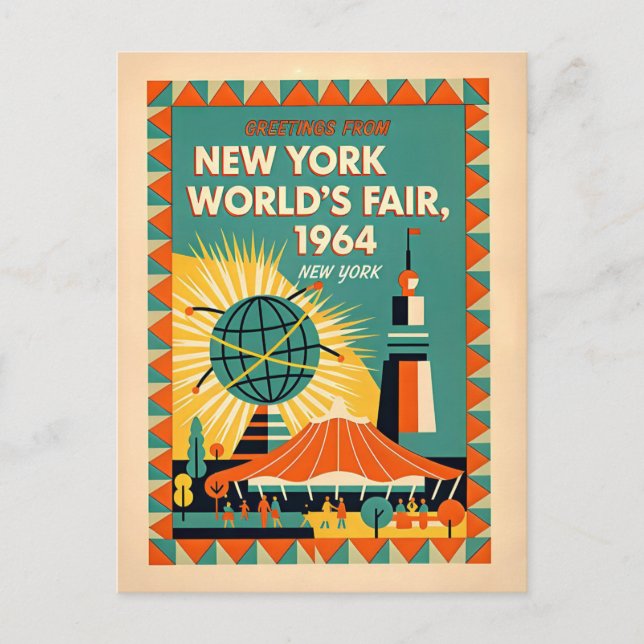 New York 1964 Världsutställningen Retro Vykort (Framsida)