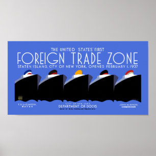New York 1st. Utrikeshandelzon 1937 Poster