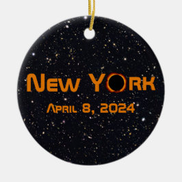 New York 2024 Total Solar Eclipse Julgransprydnad Keramik