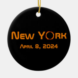 New York 2024 Total Solar Eclipse Julgransprydnad Keramik