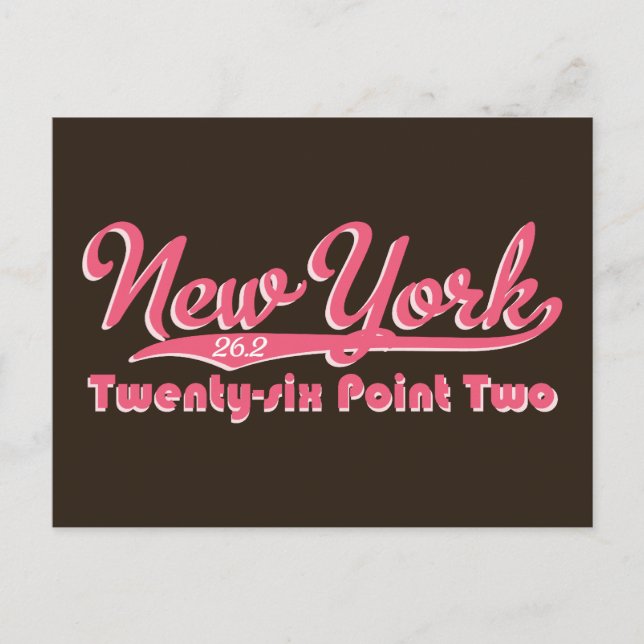 New York 26.2 Rosa Marathon Postcard Vykort (Framsida)