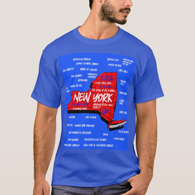 New York 3d karta-design T-Shirt (Framsida)