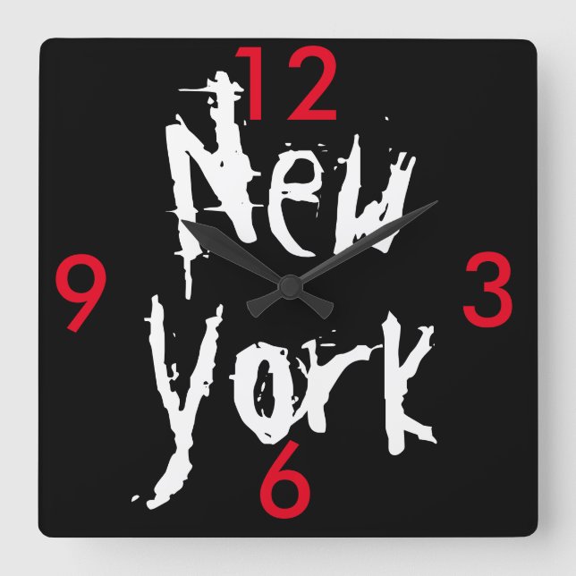 New York Acrylic Wall Clock Fyrkantig Klocka (Framsida)