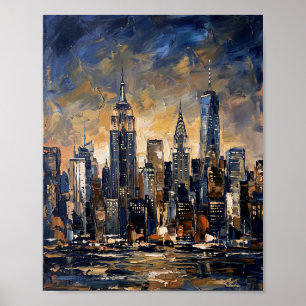 New York Affisch Lyxig Abstrakt Oljemålning
