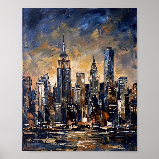 New York Affisch Lyxig Abstrakt Oljemålning (Framsidan)